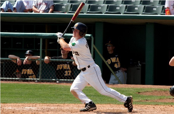 Danny Dressman's 7-for-12 start on the Spring Break trip has pushed his team-leading season batting average to .458 (photo by Pete LaFleur).