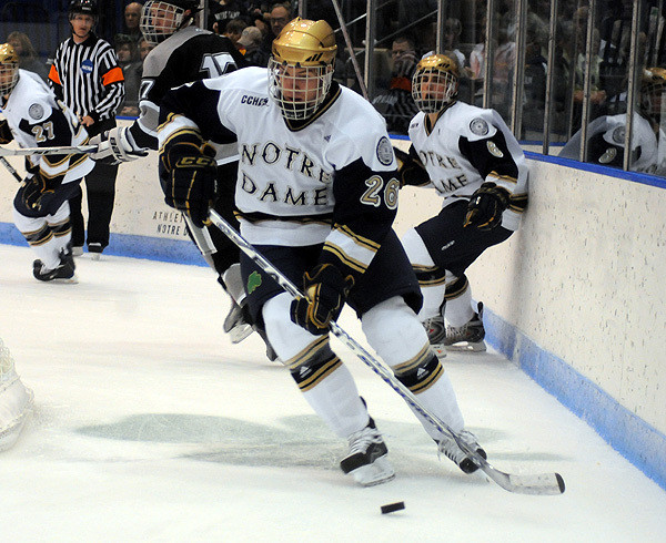 Sophomore Nick Larson got the Irish on the scoreboard first with his fourth goal of the season in the opening period.