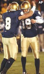 Placekicker D.J. Fitzpatrick (19) kicked the game-winning field goal against Navy in 2003.