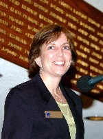 Former Notre Dame volleyball player Julie Doyle recently made her first formal address to the Monogram Club as the organization's president.