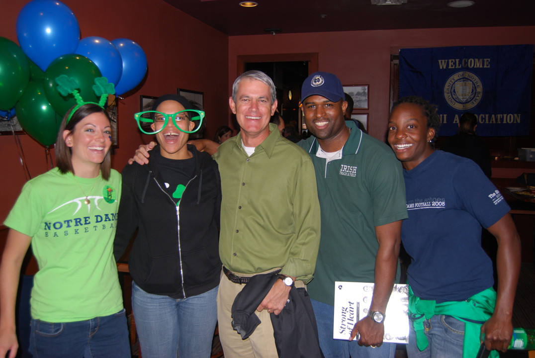 Monogram winners enjoy the pre-game pep rally/reception at the Ram Restaurant