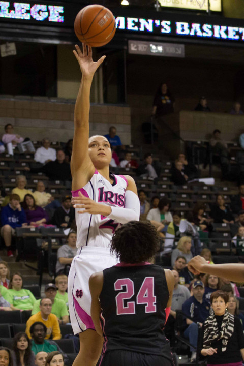 Senior guard/tri-captain Kayla McBride posted her fourth career double-double with 23 points and 11 rebounds in Notre Dame's 88-67 win at Duke back on Feb. 2.