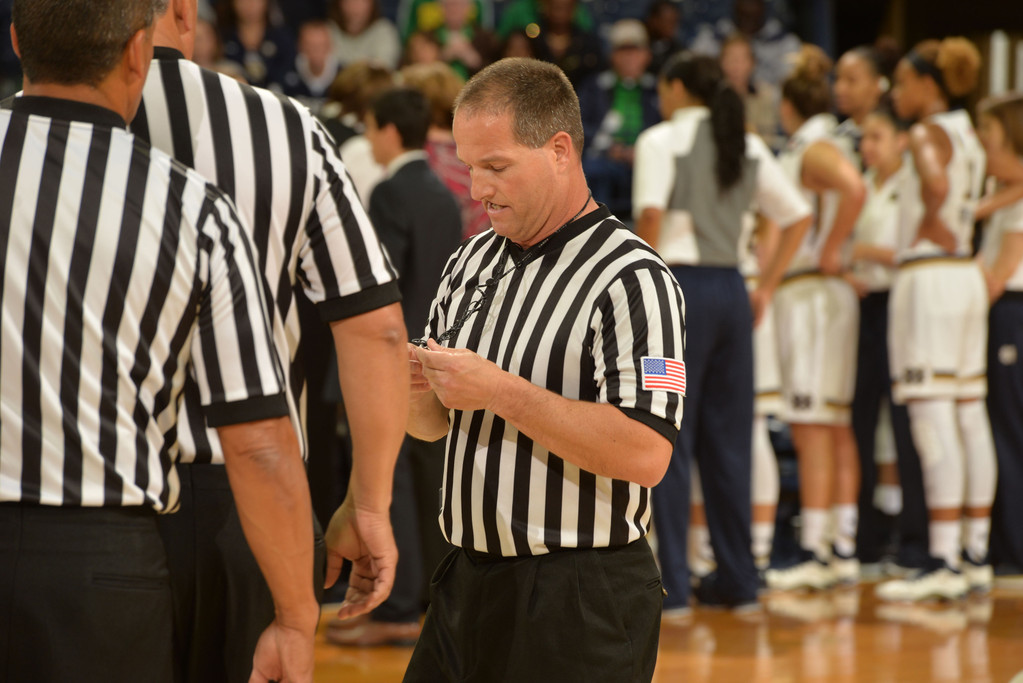 Cancer Survivor Jon Hershberger Officials ND Women's Basketball Game