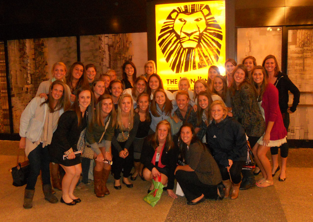 The women's lacrosse team utilized the Team Hosting Program to attend a 2010 production of "The Lion King" in New York City.
