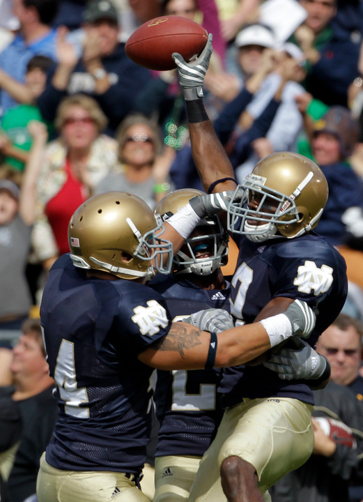 Darrin Walls (right) shared his thoughts about Saturday's game with Michigan