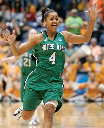 Skylar Diggins celebrates in the regional final against Tennessee