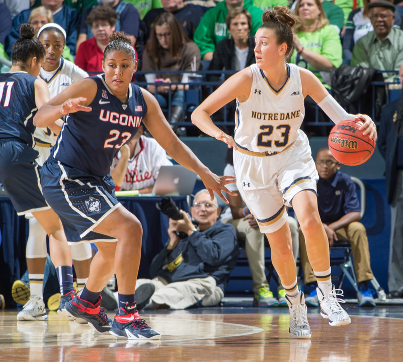 Junior guard/tri-captain Michaela Mabrey averaged 13.0 points per game made seven of 10 three-point attempts in Notre Dame's two wins over Boston College last year.