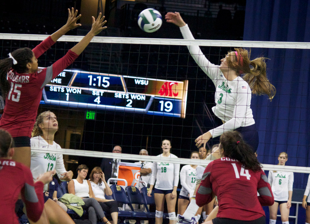 Freshman Sam Fry led the Irish with eight kills, six blocks and a .368 attack percentage Saturday against IUPUI.