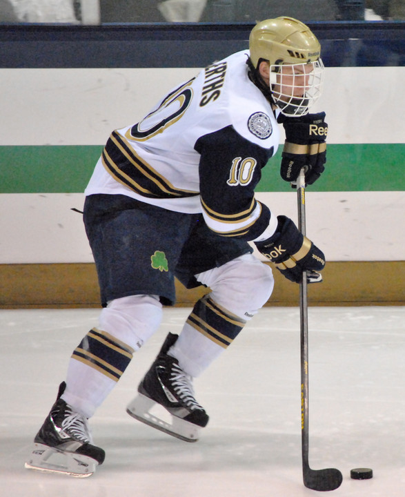Junior center David Gerths scored a pair of goals in the 7-4 win over Michigan on White Out Night.