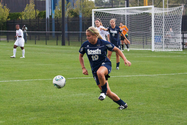 Sophomore forward Adriana Leon scored her sixth goal of the season in the 72nd minute to draw Notre Dame within 2-1, but the Fighting Irish couldn't complete their comeback, falling to Louisville, 2-1 in the BIG EAST Championship semifinals on Friday in Morgantown, W.Va.