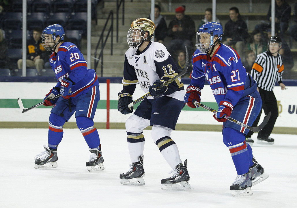 Sam Herr took three shots for the Irish on Friday night.