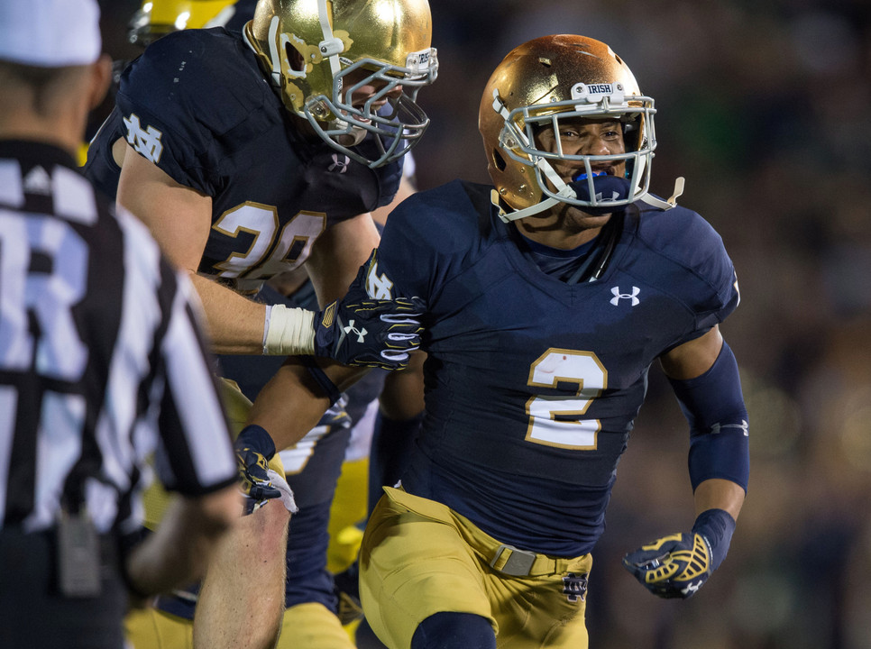 Defensive back Cody Riggs, a graduate student and transfer from the University of Florida, has fit right in at Notre Dame.