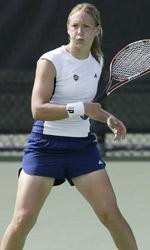 Christian Thompson (above) and her twin sister Catrina lost against a nationally-ranked foe for the first time in seven matches this fall.