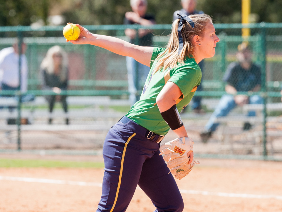 Senior pitcher Allie Rhodes tossed a complete game in the nightcap to help guide Notre Dame to a 5-4 win over No. 9/8 Florida State on Sunday