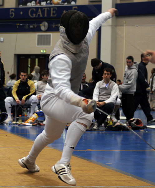 Junior Teddy Hodges (seen here competing during the 2008-09 season) has returned to the Notre Dame campus after successful heart transplant surgery last fall.