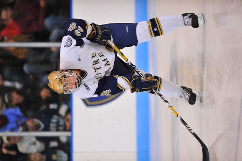 Senior defenseman Sean Lorenz had four of Notre Dame's 23 blocked shots in the 3-0 loss at Miami.