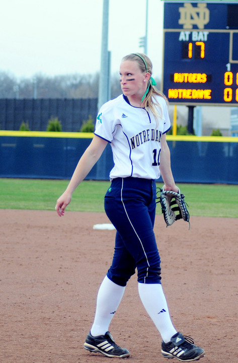 Christine Lux, who will go down as one of the greatest hitters in Notre Dame history, played her last game with the Irish Sunday at Michigan.
