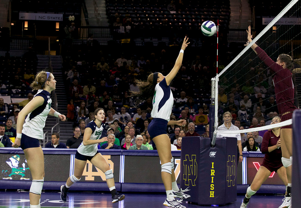 Freshman Simmone Collins had six kills and a team-high six blocks in Wednesday night's win over Virginia Tech.