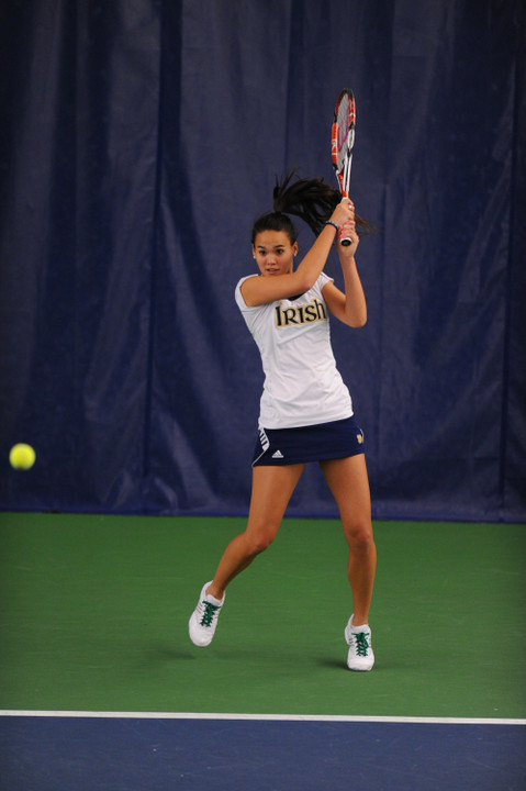 Kristy Frilling became the ninth member of the 100-win club in Irish women's tennis history as the Irish swept away USF 7-0 on Senior Day.