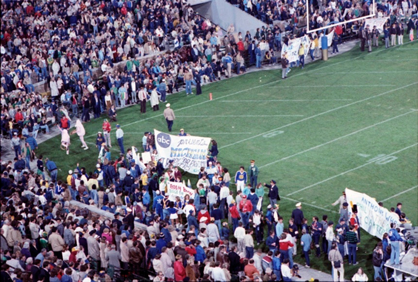 The first-ever night game at Notre Dame Stadium was held on Sept. 18, 1982 as the Irish defeated Michigan, 23-17.