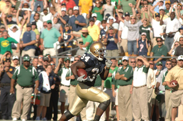 Sophomore halfback James Aldridge was a staple of Notre Dame's ball-control offense in the fourth quarter at UCLA last weekend, finishing with 22 carries for 52 yards.