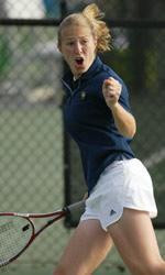 Junior Catrina Thompson (above) and her twin sister Christian defeated a trio of top-10 teams to advance to the title match.