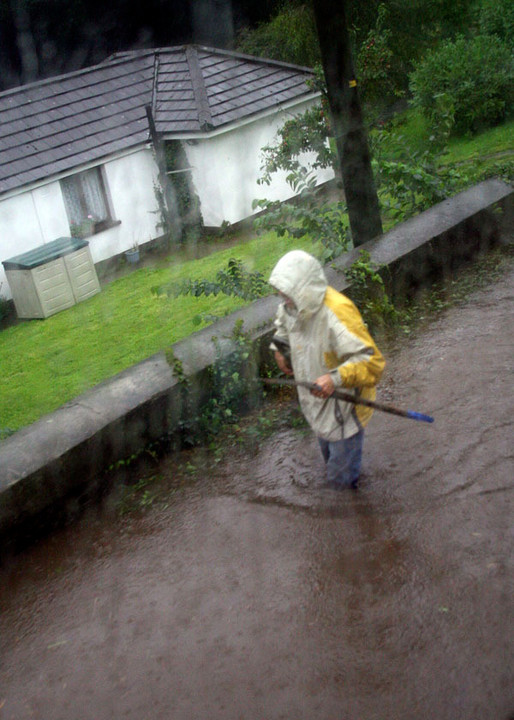 Torrential rains and flooded-out roads were the order of the day during Notre Dame's trip to Belfast on Saturday. <i>(photo by Tish Brey)</i>