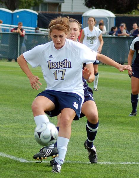 Freshman midfielder Courtney Barg assisted on the gamewinning goal and added an insurance tally of her own as the top-ranked Irish defeated #17/16 Georgetown, 3-1 on Friday in Washington, D.C.
