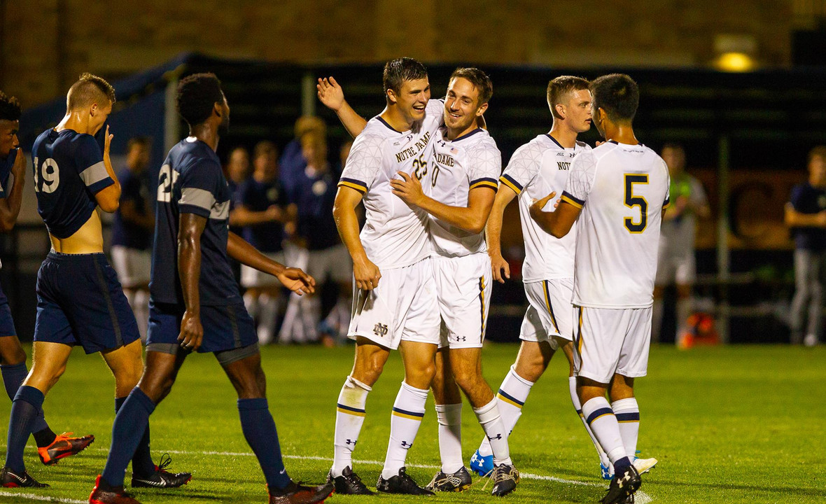 Patrick Berneski and Blake Townes celebration vs. Xavier (9-25-18)