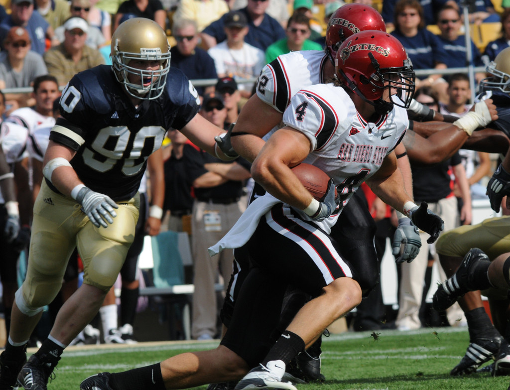 Irish Defeat Aztecs, 21-13, in Season Opener
