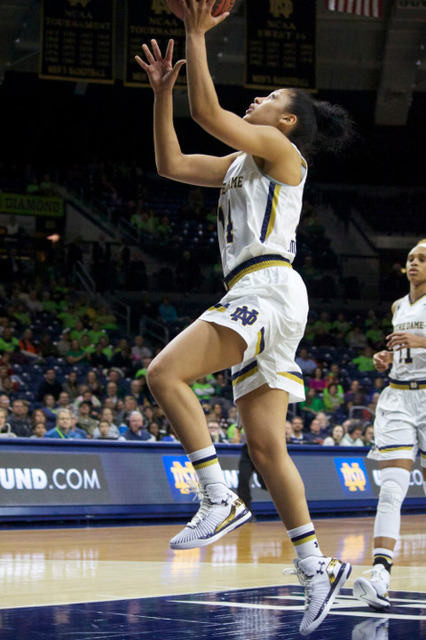 Guard Mychal Johnson scored 13 points, part of a 49-point effort from the Notre Dame freshman class, in Sunday's 104-58 win over Boston College at Purcell Pavilion.