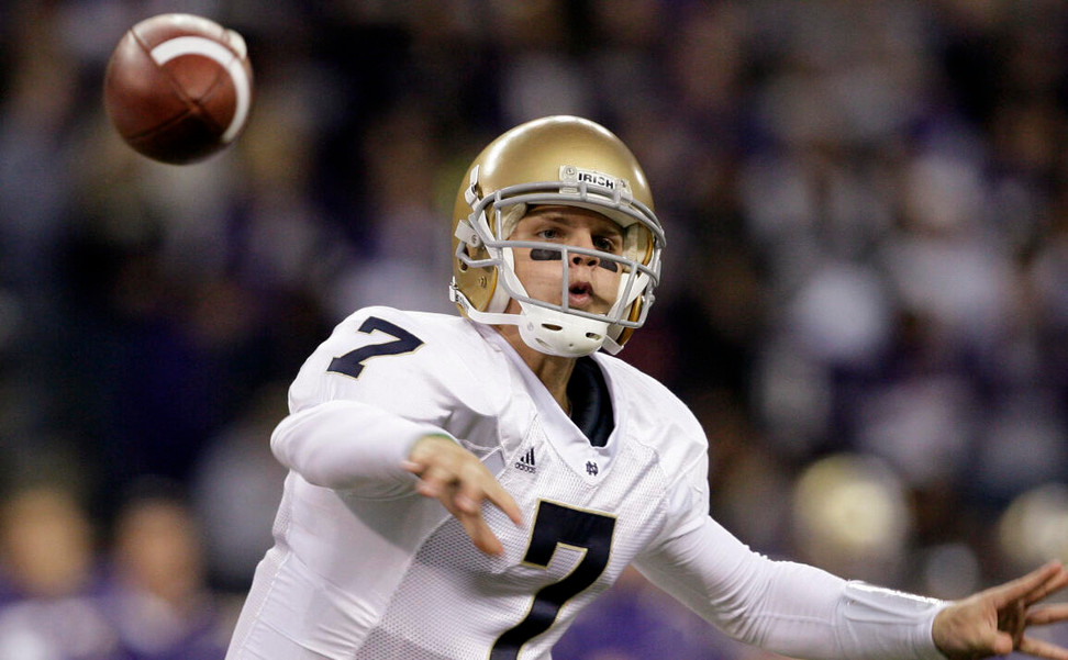 Jimmy Clausen completed 14 of 26 passes for 201 yards.