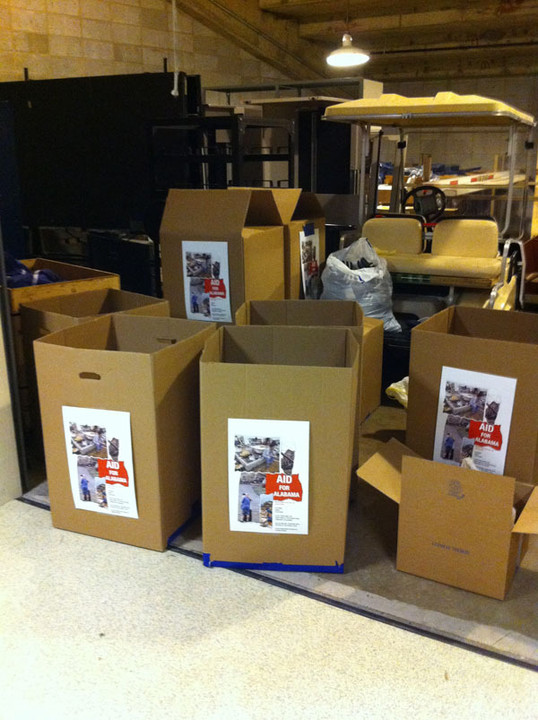 These were just some of the many donation boxes that were placed in the locker rooms of all Fighting Irish athletics teams, collecting supplies for victims of the recent tornadoes in Alabama and Missouri.