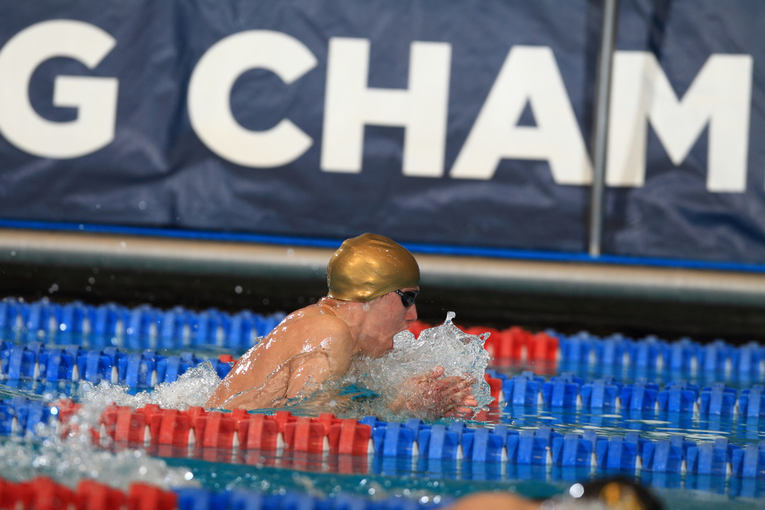 Junior Zach Stephens nearly set the Rolfs Aquatic Center pool record with his first place swim in the 200 breast against Michigan and Auburn on Oct. 12