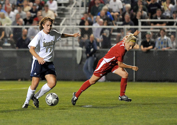 Freshman midfielder Courtney Barg became the 14th different goalscorer for the Irish this season, scoring her first career goal (the eventual gamewinning tally) in the 34th minute of Notre Dame's 4-1 win over Louisville on Friday night at Alumni Field.