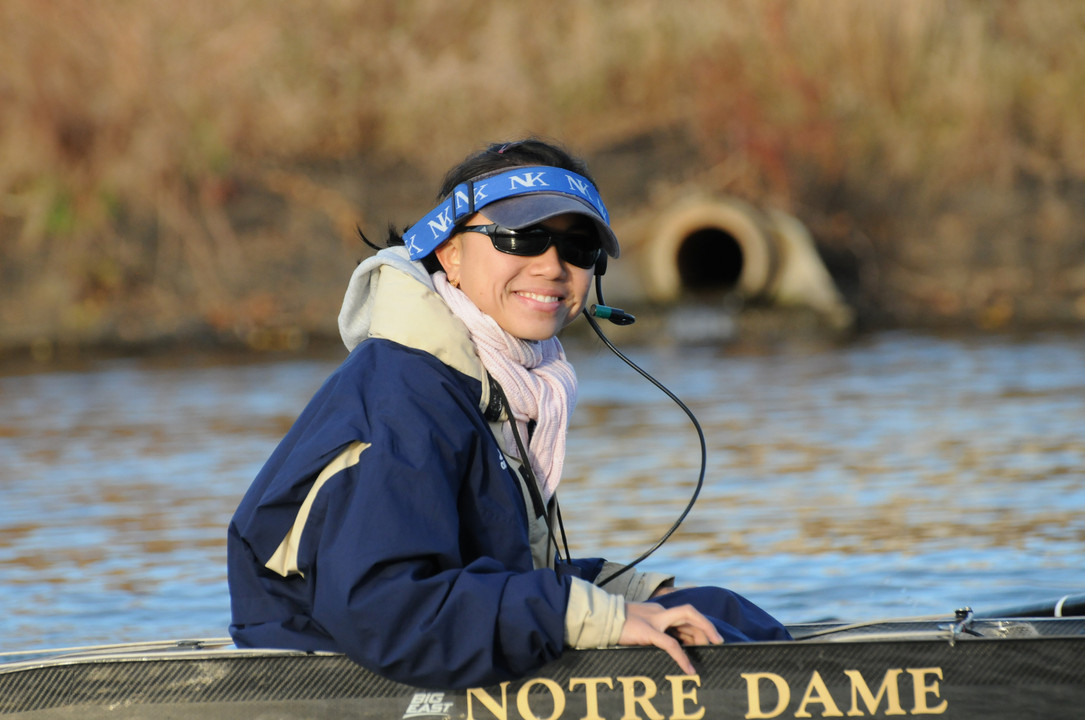 Rachael Louie coxed a very quick varsity four boat, posting two sub-six minute pieces and notching a pair of heat victories.