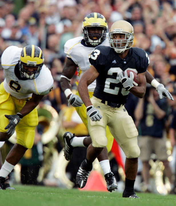 Current Detroit Lion Golden Tate caught four passes for 127 yards and a touchdown against Michigan in 2008.