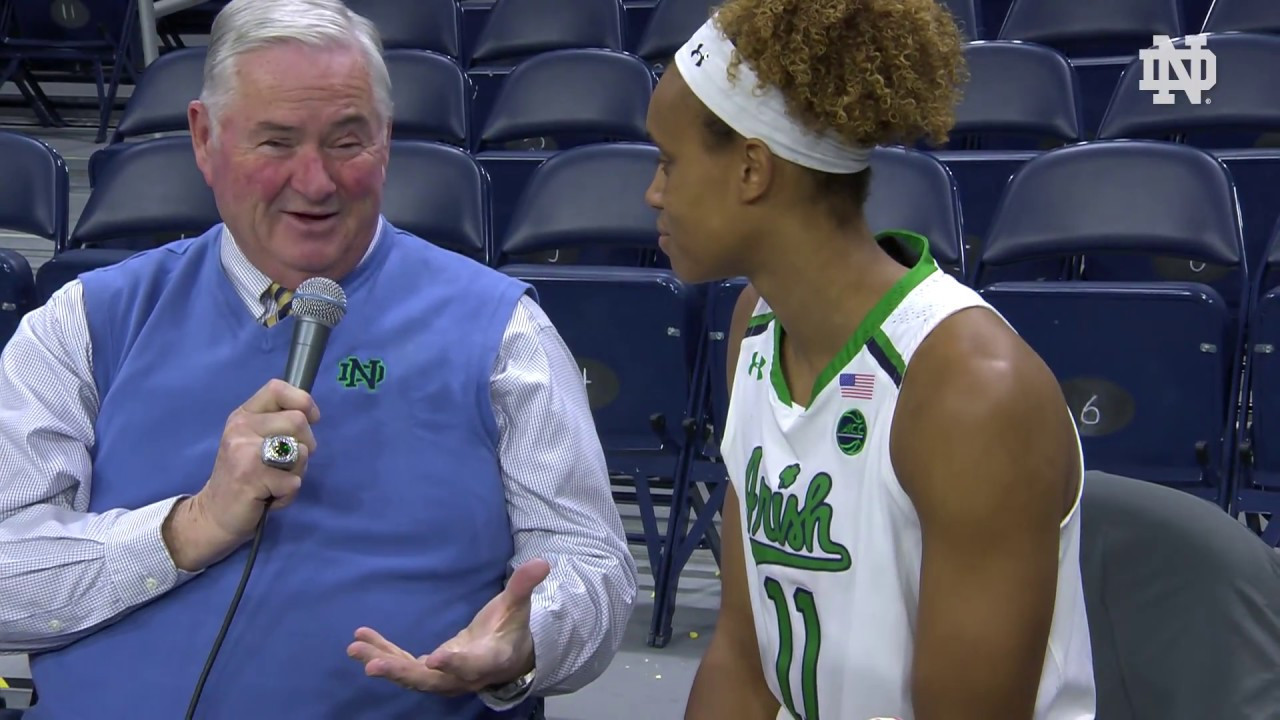 @ndwbb | Brianna Turner and Coach Carol Owens Instant Reaction vs. Harvard (2018)
