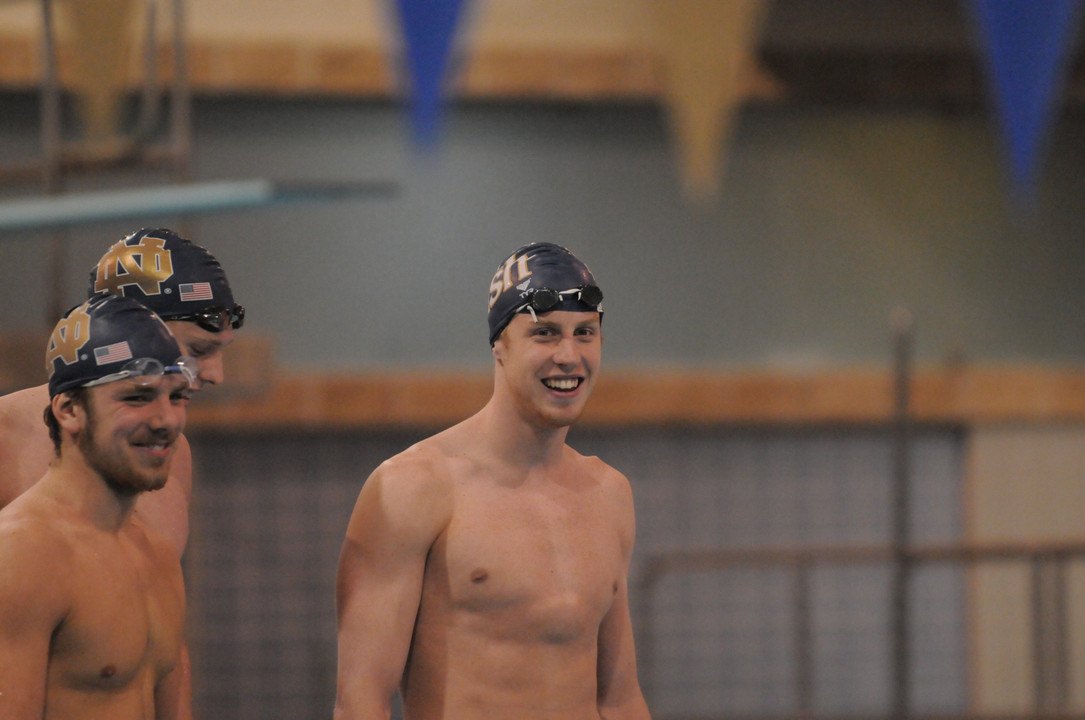 Junior MacKenzie LeBlanc helped the 400 Medley Relay team earn a victory during Friday's Dennis Stark Relays.