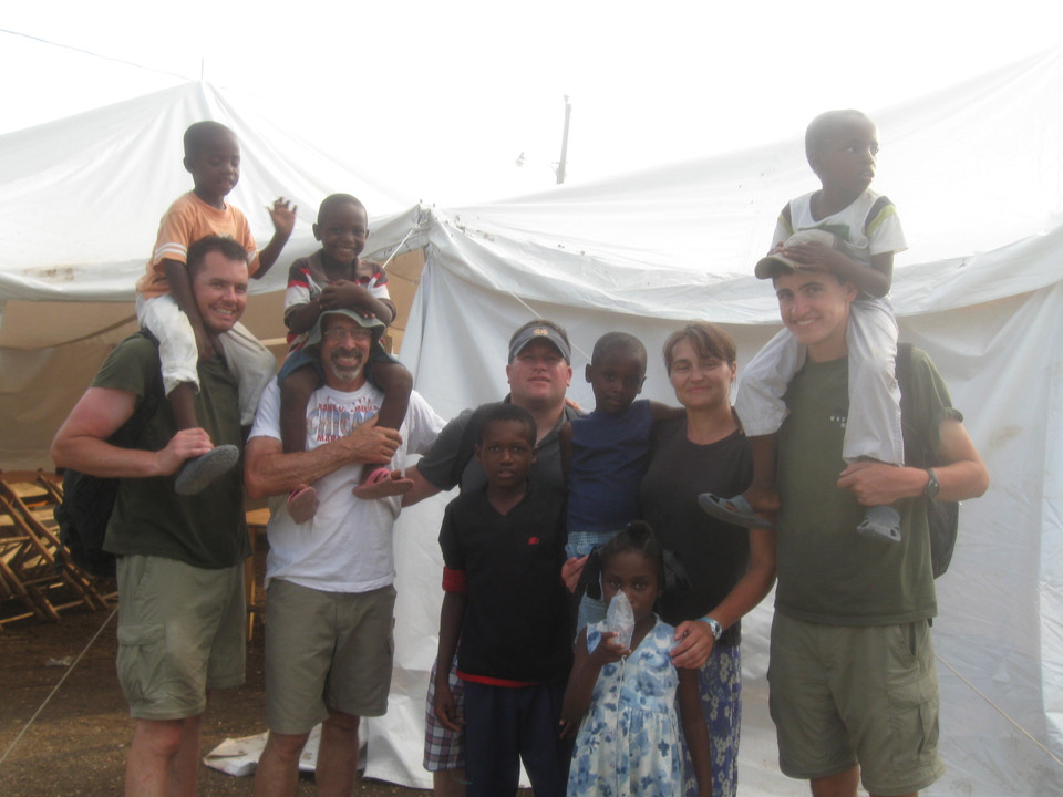 Members of the Notre Dame relief team (left to right): Chris Parent, Melissa Parent, Colton Williamson