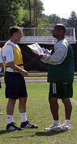 Irish offensive coordinator Mike Haywood and the rest of the coaching staff serve as coaches at fantasy football camp.
