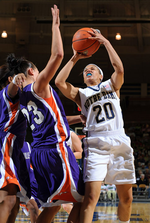 Junior guard Ashley Barlow registered the second of her three double-doubles last season with 18 points and 11 rebounds in the regular-season finale at St. John's.