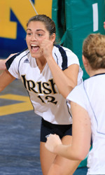Freshman Jamel Nicholas and the Notre Dame volleyball team upset top-seeded St. John's to advance to the BIG EAST Championship match