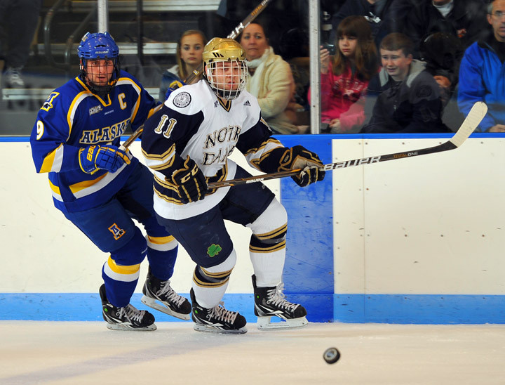 Sophomore left wing Jeff Costello returned to the lineup after missing seven games and scored the game winner in the 2-0 shutout of Michigan State.