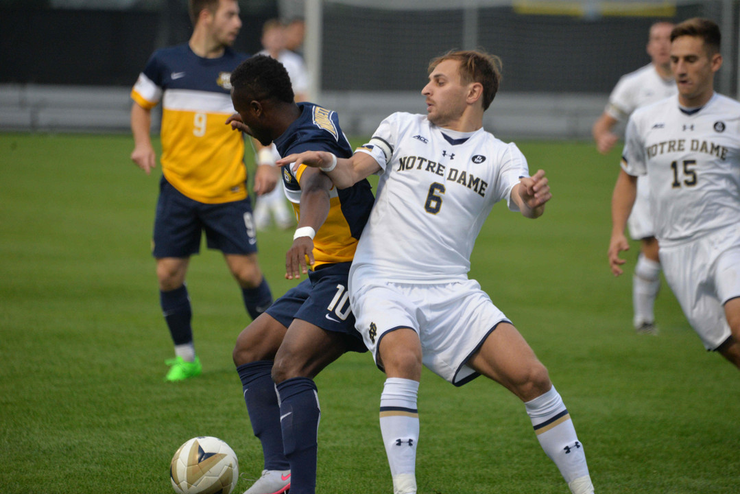 Tri-captain Max Lachowecki scored the winning goal in the 80th minute during a Notre Dame second half surge and a 4-2 win over Marquette on Tuesday