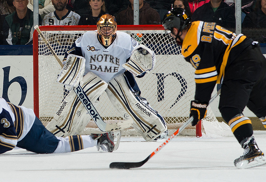 Irish goaltender Steven Summerhays stopped all 36 shots he faced in the 3-0 shutout of Northeastern.