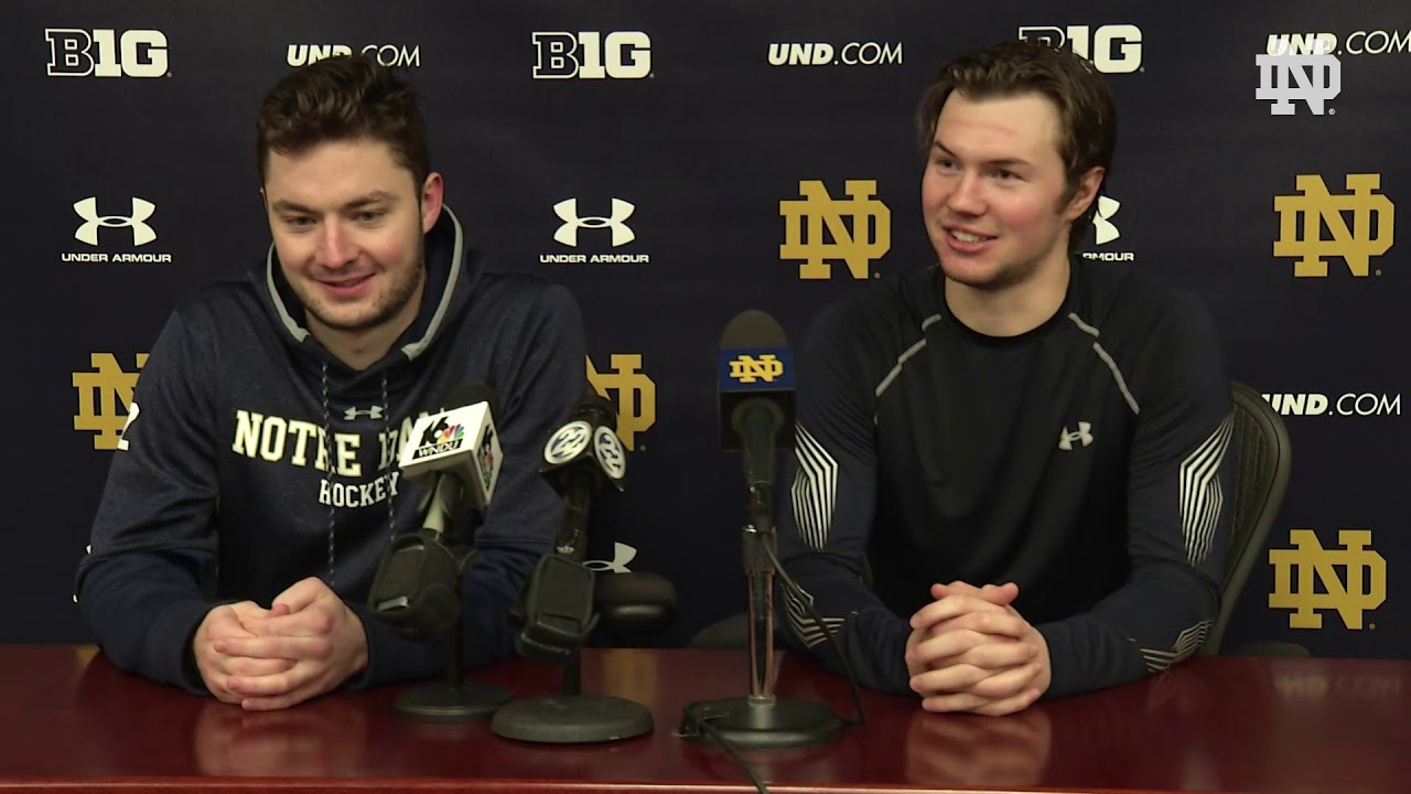 @NDHockey | Cale Morris & Andrew Peeke Post-Game Press Conference vs. Boston College (2018)
