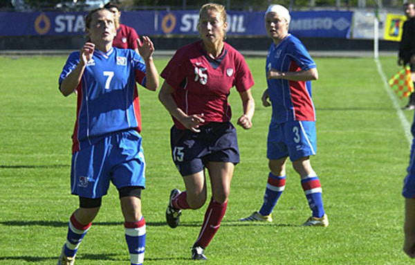 Notre Dame forward Amanda Cinalli - pictured in the game vs. Iceland - saw significant minutes in all three games during Group B play and set up the key penalty kick in the 4-0 win over Norway, giving the U.S. the goal-differential margin and a spot in the title game.