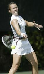 Sophomore Catrina Thompson topped the 48th-ranked team in doubles and then upset #27 Courtney Bergman in singles against Harvard.