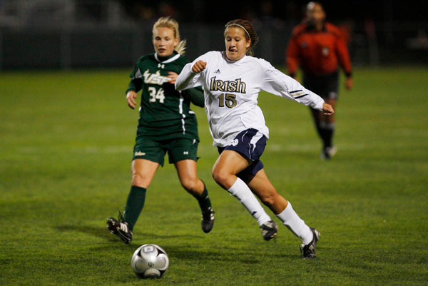 Sophomore midfielder Rose Augustin scored the clinching goal (and capped a two-goal, 38-second flurry) in Notre Dame's 2-0 win over Georgetown in last year's BIG EAST Conference Championship semifinals at Morgantown, W.Va.